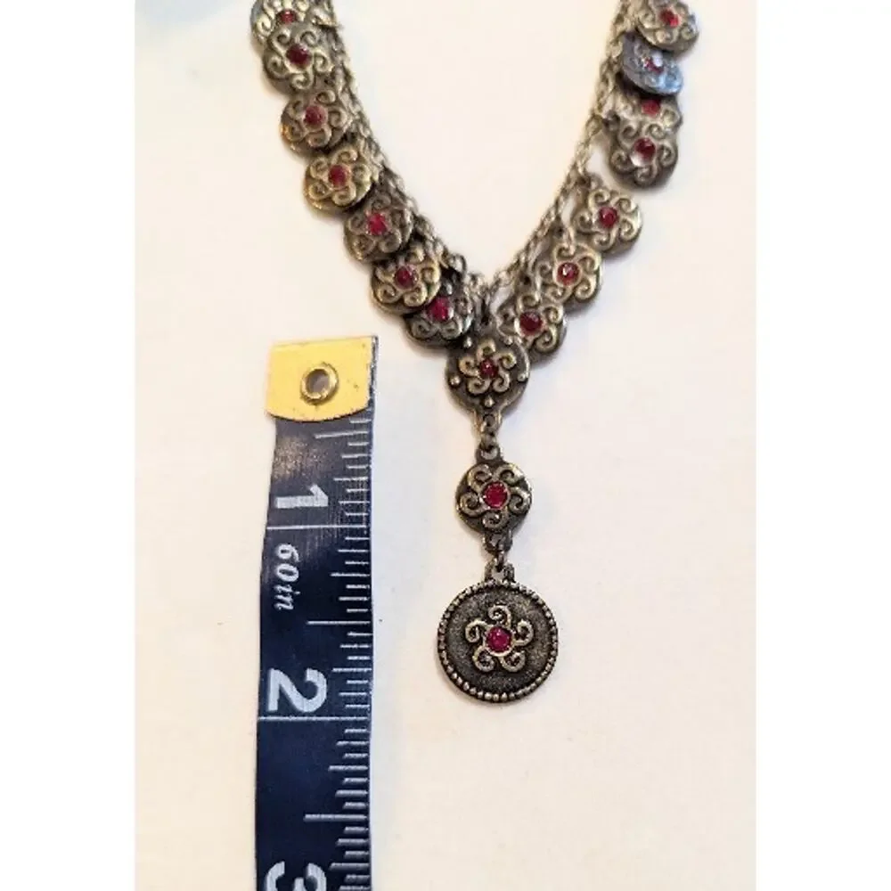 Vintage Avon Necklace & Earrings Set Romantic Antiqued Gold Gothic Medallion NEW